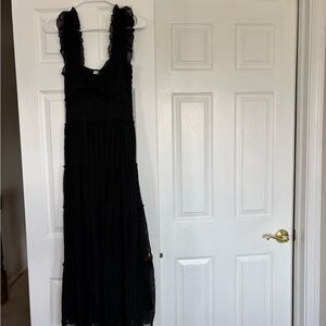 Max Studio Black Ruffle-Strap Maxi Dress